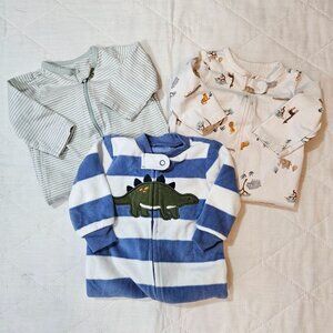 Carters‎ Baby Boy Footed Sleepers Pajamas Play Suits Sz 3M Lot of 3 Zip-Up